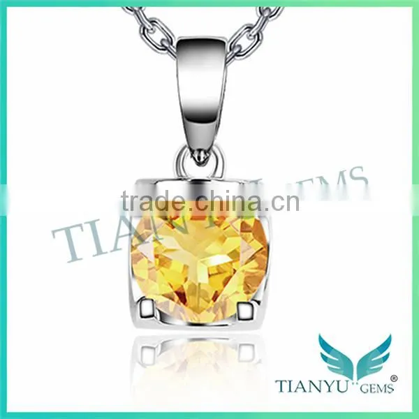 Wholesale Fashion Artificial Yellow Round Billirant Cut Moissantie Diamond Pendants Charms photo-2