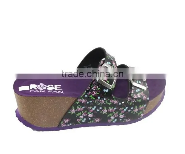 2015 Summer Leather Buckle Cork Outsole Ladies Fancy Sandal photo-4
