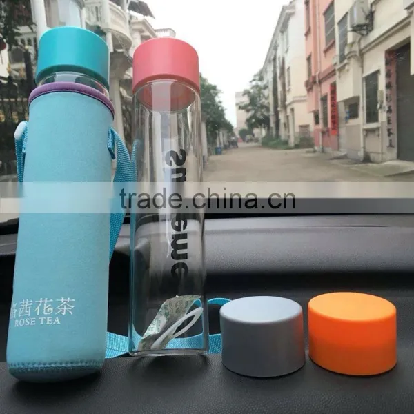Glass Water Bottle - Eco-friendly Borosilicate Glass, No BPA, PVC and Lead, With Portable Nylon Sleeve, photo-3