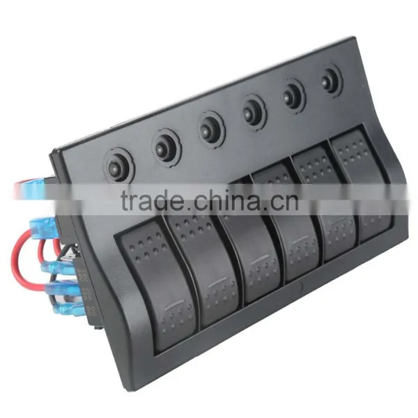 New 6 Gang Circuit LED Rocker Waterproof Marine Boat Yacht Switch Panel 12V/24V photo-2