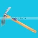 36cm Carbon Steel Fiberglass Handle Hoe With Wood Handle Garden Hoe Pick photo-2