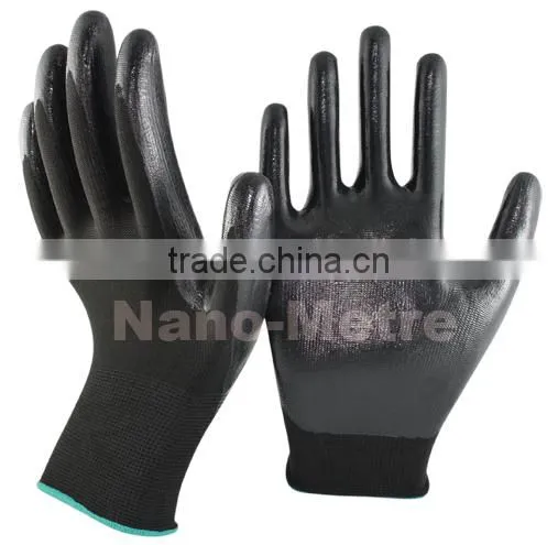 NMSAFETY Black Nitrile Washable Working Glove Safety Construction Gloves photo-3
