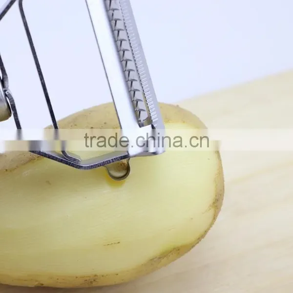 Kitchen Multifunction Stainless Steel Potato Julienne Peeler With Black Rubber Handle photo-5
