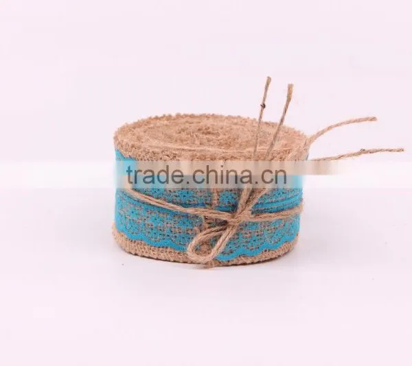 Decorative 28mm Wide Wire Edge Burlap Ribbon photo-2