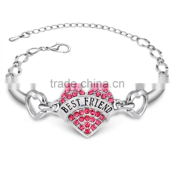 Nana Personal Name Custom Logo Heart Bracelet Bling White Crystal Heart Bracelet for Girlfriend Gifts photo-2