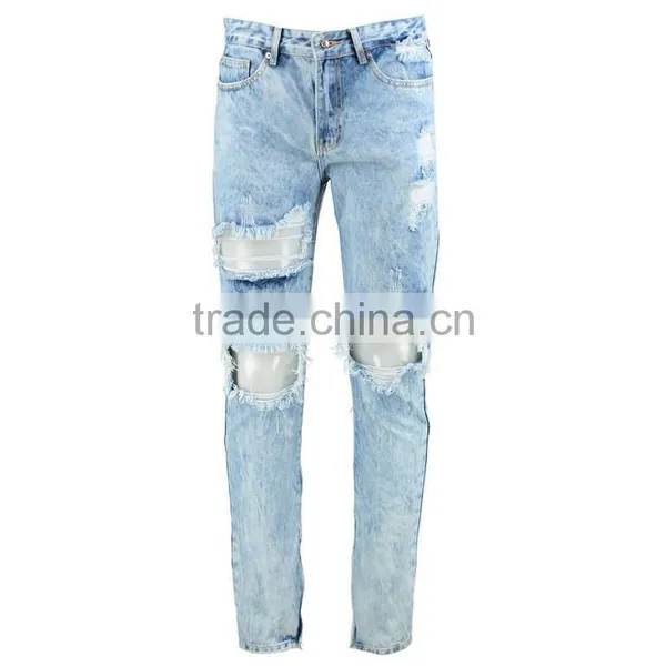 Lastest Men's Broken Holes Denim Jeans Skinny Men Ripped Ankle Zipped Jeans Trousers photo-4