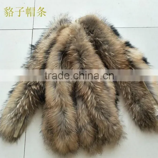 BBG-H-2 Natural Raccoon Fur Trimming / Real Fur Hood Trim / Trim For Collar photo-3