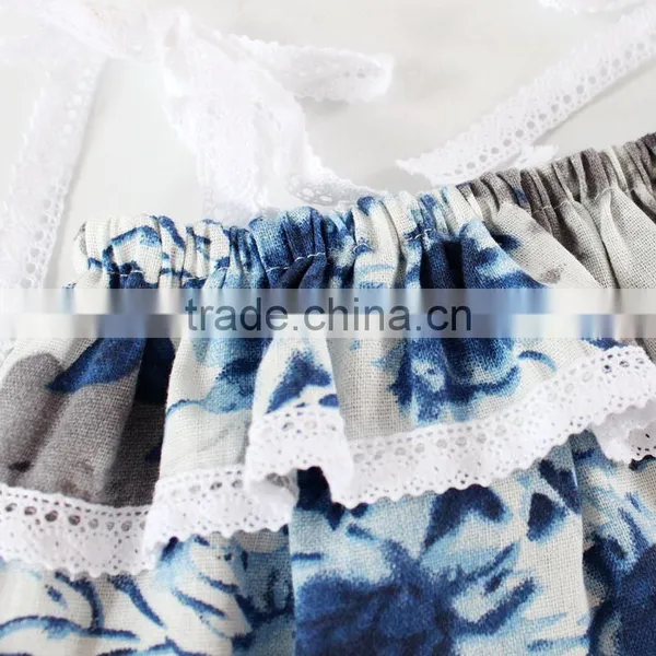 ShiJ Toddler Baby Clothing Fancy Linen Print Baby Girls Romper Set photo-6