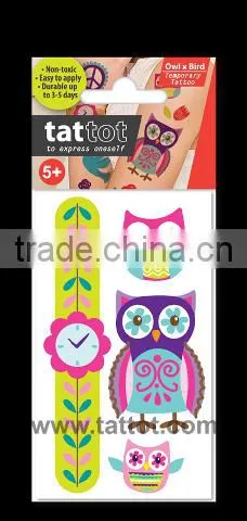 Mini Kid Color Temporary Tattoo Owl and Bird Child Tattoos
