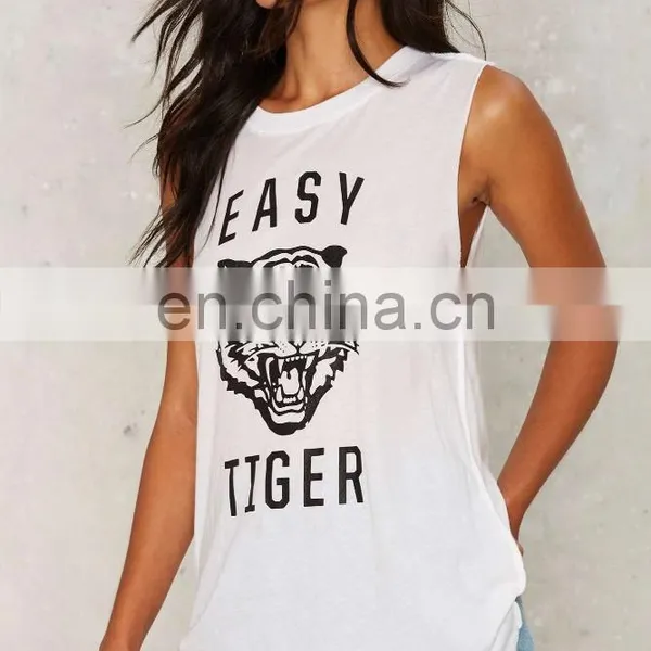 China Custom Tiger Print Design Ladies White Print T-shirt photo-3