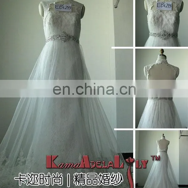 EB1295 Noble Low Back Wedding Dress | A-line Evening Dress | Trail Bridal Dress