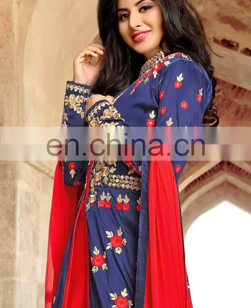 Blue Colored Taffeta Silk Fashionable Suit. photo-2