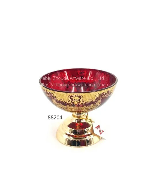 Yellow Glass Fruit Bowl With Floral in China photo-2