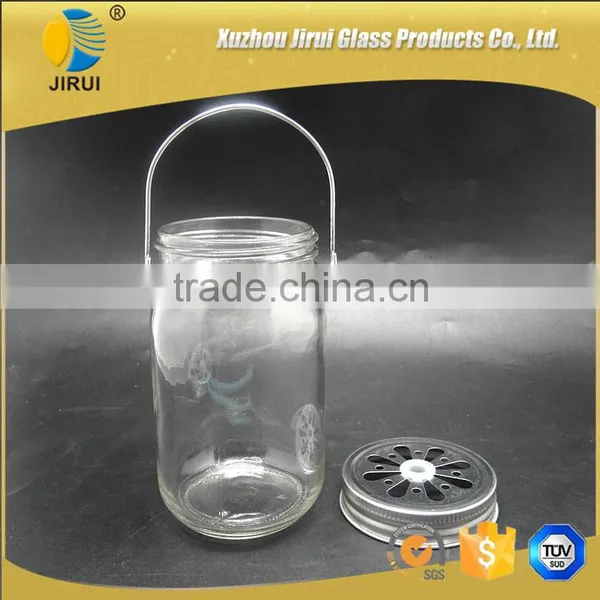 430ml Round Shape Clear Glass Mason Jar With Iron Wire photo-5