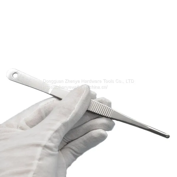 Tweezer Handle Non Slip Pointed/curved Stainless Steel Precision Stiffening Forceps 430 Material Quality photo-3