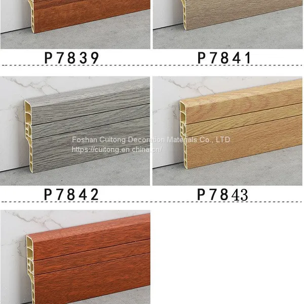 Baseboard Wholesale Corner Line 7cm PVC Anchor Line With Nail Cover Strip Floor Wood Grain Black and White Grey Closing photo-4