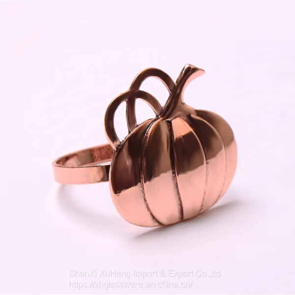 Customized Halloween Table Accessories Bronze Pumpkin Napkin Ring photo-4