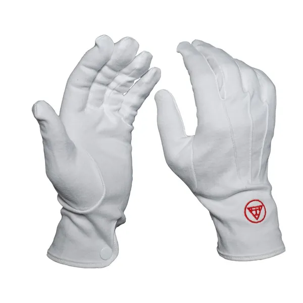 White Cotton Masonic/freemason Glove Custom Made Embroider Logo Glove