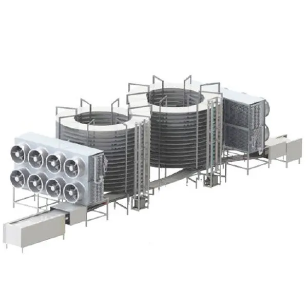 Shrimp, Seafood, Tuna, Meat SQUARE Spirale-freezer-usato Frozen Shimp Fish Ice Cream Industrial Double Drum Iqf Spiral Freezer for Sale Quick Frozen Tunnel
