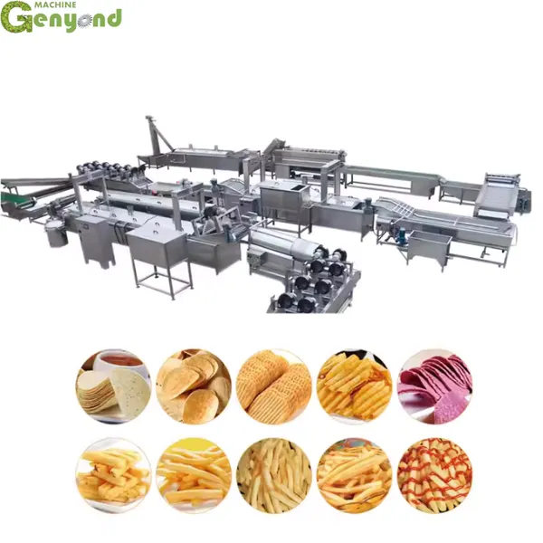 Genyond 100-1000 Kgs/H Automatic or Semi-Automatic Frozen French Fries Processing Line/ Potato Chips Making Machine photo-2