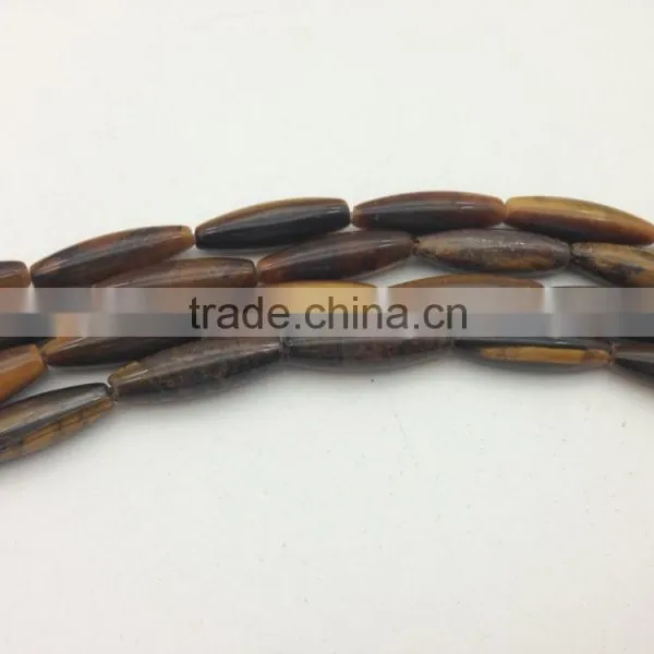Natural 6*20mm Tiger Eye Rice Beads Loose Gemstone Beads photo-4