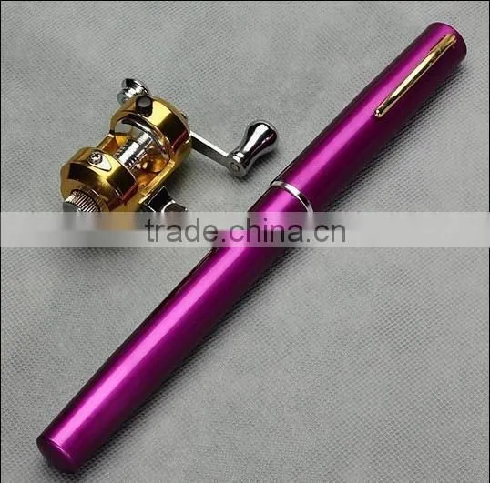 Golden Vara De Pesca Mini Aluminum Pocket Pen Fishing Rod Pole + Reel Sea Fishing Rods Tackle Tool photo-3