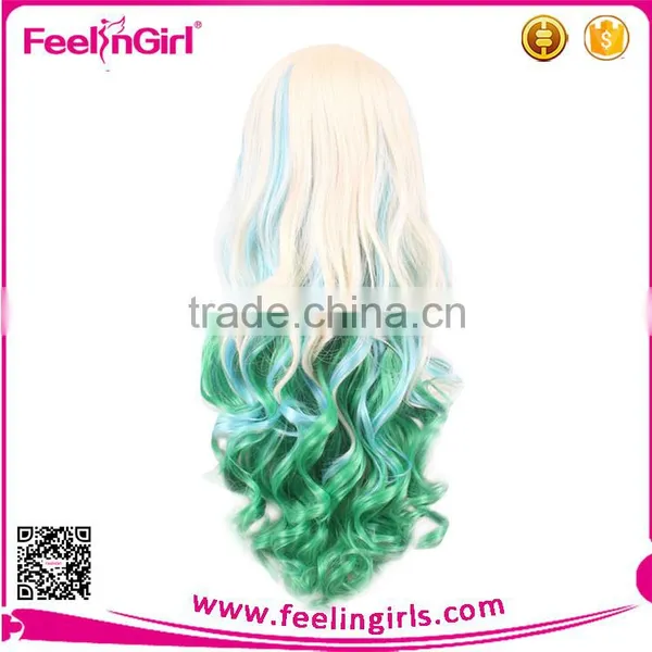 Japanese Long Human Curly Wigs Cosplay Full Lace Hair Wigs photo-5