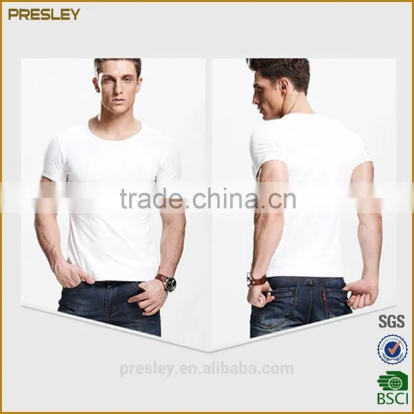 2016 High Quality Cheap Bulk Plain White Breathable v Neck Short Sleeve Cotton t Shirts photo-2
