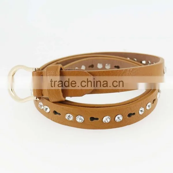 Women's Fashion pu Leather Shiny Rhinestone Belt With Shiny Gold Buckles in Yiwu photo-5