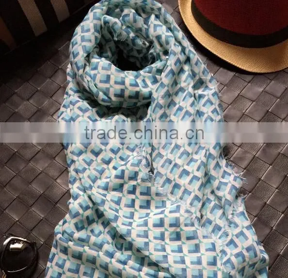 Blue Summer Scarf, Aztec Scarf, Print, Shawl Wrap,Oversize Pashmina Scarf,Geometric Scarf photo-3