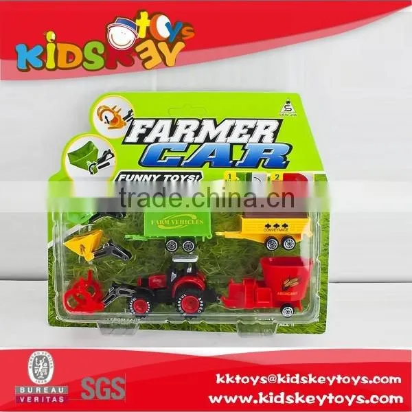 Pull Back Die Cast Metal Farmer Tractor Mini Pickup Truck Farm Truck