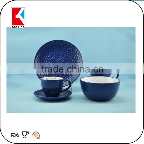 Hot Sale 16pcs Dinner Set Ceramic Popular Emboss Dot Ceramic Dinner Set photo-2