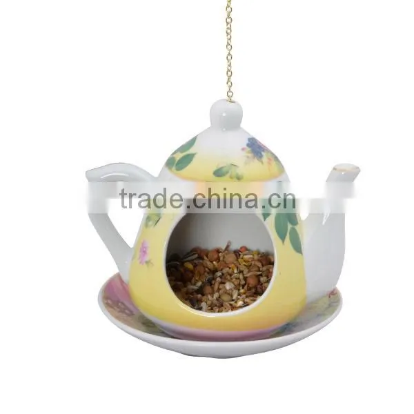 Hanging Teacup Ceramic Bird Feeder photo-4