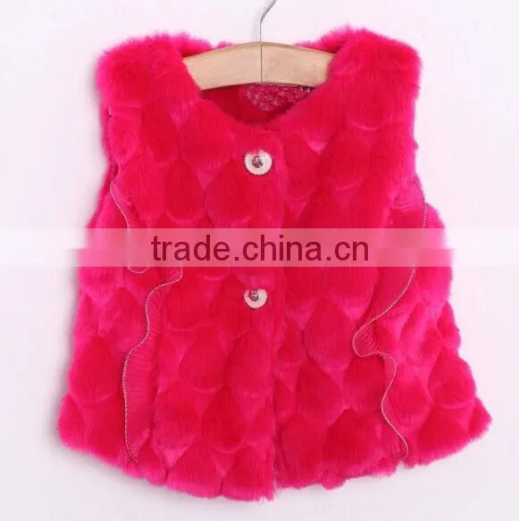 2015 Child Clothes For Little Girl Wholesale Children's Boutique Rabbit Fur Gilet photo-2