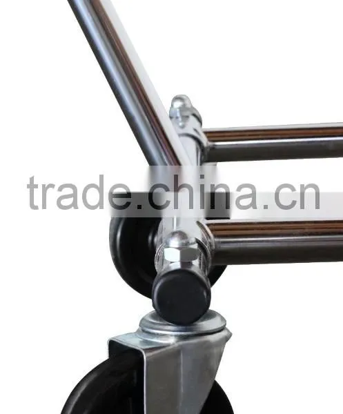 Adjustable Double Rail Rolling Garment Rack Hanging Clothes Rack With Brake Wheels photo-4