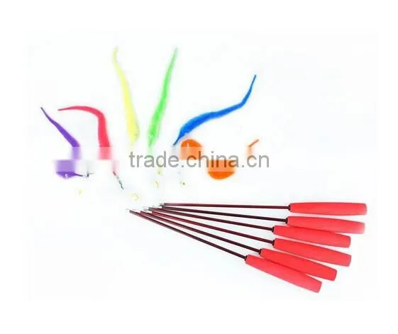 Cat Kitten Pet Teaser Turkey Feather Interactive Stick Toy Wire Chaser Wand photo-2