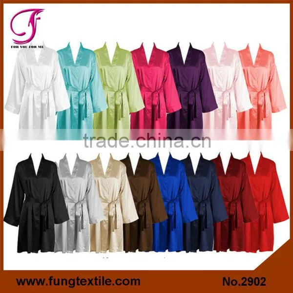 290202 New Style Short Solid Satin Robes for Party or Pomotional Gift photo-3