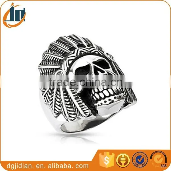 Jewelry Gothic Style Plating Silver Indian Men's Skull Ring