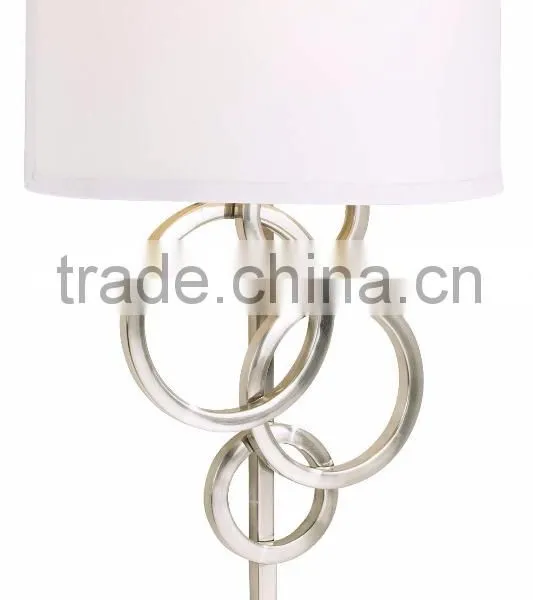 1017-1 Sleek Brushed Steel Finish Raindrops Falling on a Calm Body of Water Intertwining Circles Plug-In Wall Sconce photo-3