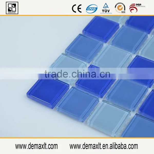 Dezhou Interior Decorative 300x300mm Square Shape Blue Glass Mosaic Design photo-3