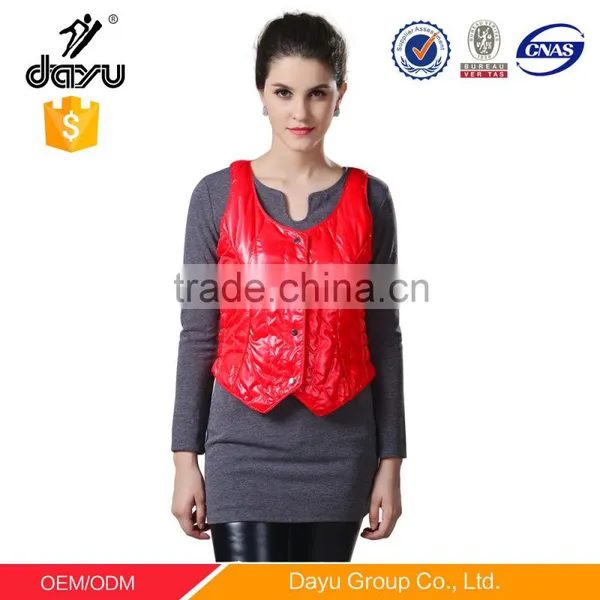 Garment Stock Lot Down Vest Red Padded Vest Quilted Waistcoat for Indoor Woman Vest Close-fitting Wear photo-3