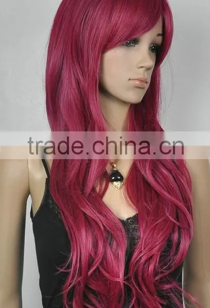 Red Long Straight and Little Curls Women Wig Lady Cosplay Wig N496 photo-2