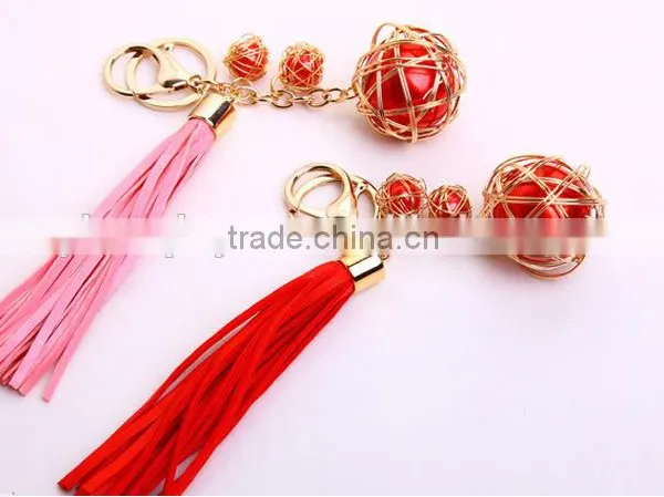New Style PU Leather Pearl Tassel Keychain Fashion Bag Keychains For Man And Woman Gift Jewelry photo-4