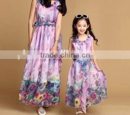 Good Quality Mum Daughter Dress Chiffon Mum Daughter Dress photo-6