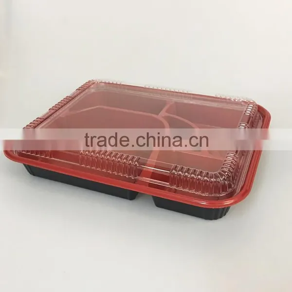 SM3-1102 Black and Red Wholesale Disposable Plastic Take Away Bento Boxes photo-3