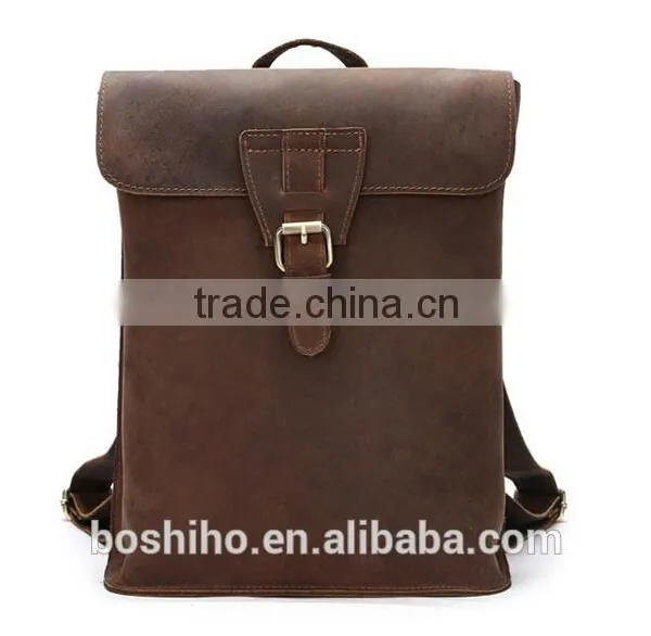 Manufacturer Wholesale Genuine Cowhide Leather School Backpack Bag photo-2