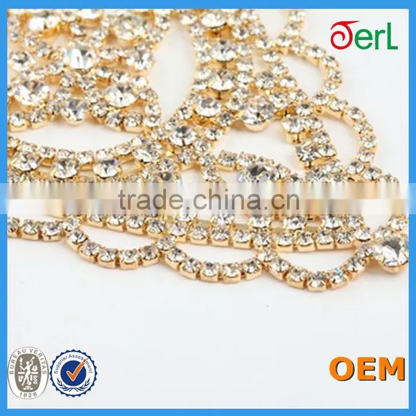2016 Hot Sale Bling Bling Decorative Lace Rhinestone Crystal Trim for Wedding Decoration photo-4