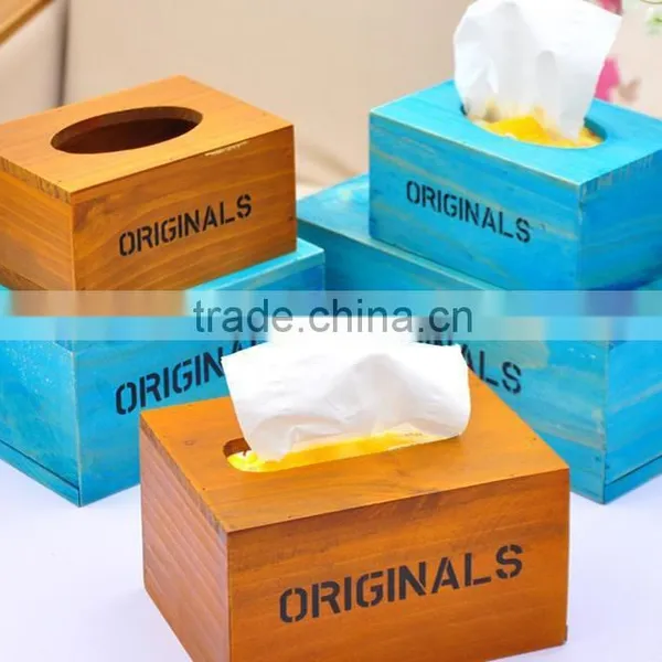 custom colorful fashion wooden tissue box