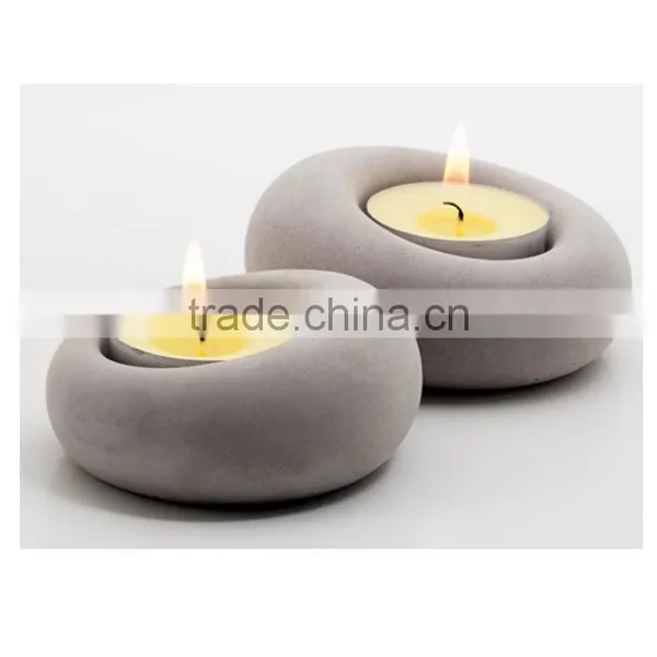 Oval Stone Shape Cement Home Ornament Candle Holder