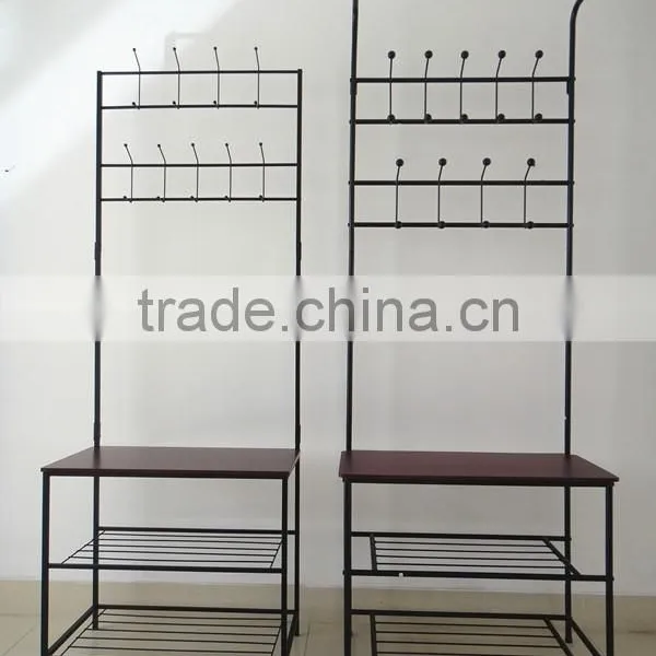 Entry Way Hall Tree Bench Hook Coat Hanger Stand Shoe Cloth Rack photo-2